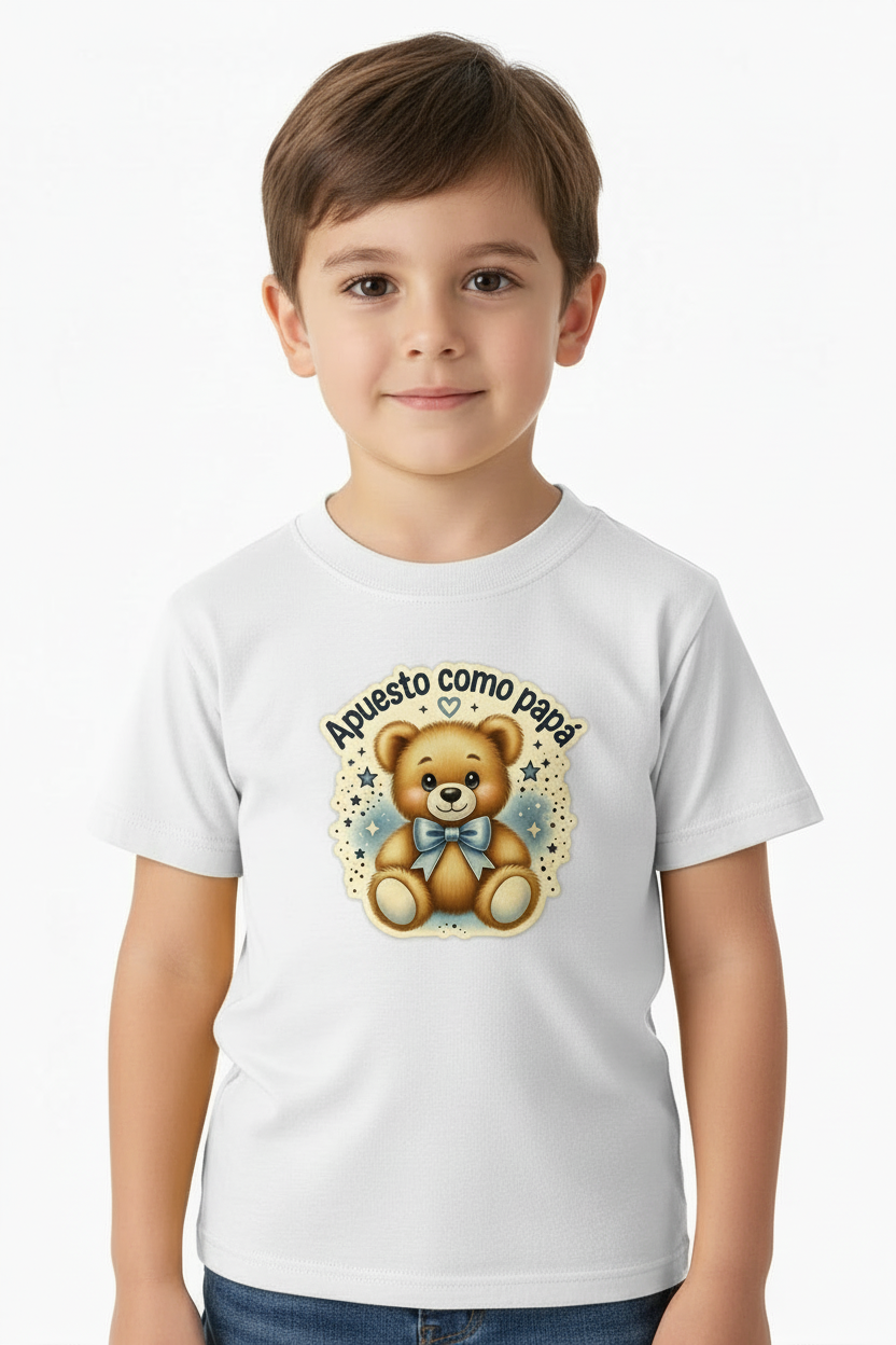 Modelo con camiseta blanca Apuesto como papá