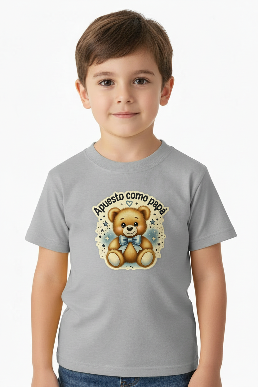 Modelo con camiseta gris Apuesto como papá